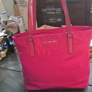 Michael Kors Hot Pink Tote with Logo Plaque